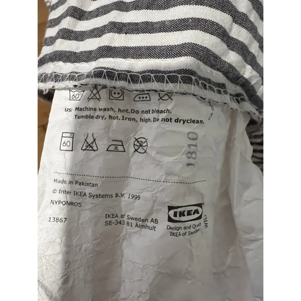 IKEA SOLFIBBLA WHITE/grey STRIPE FULL DUVET Cover Cotton 80x86”